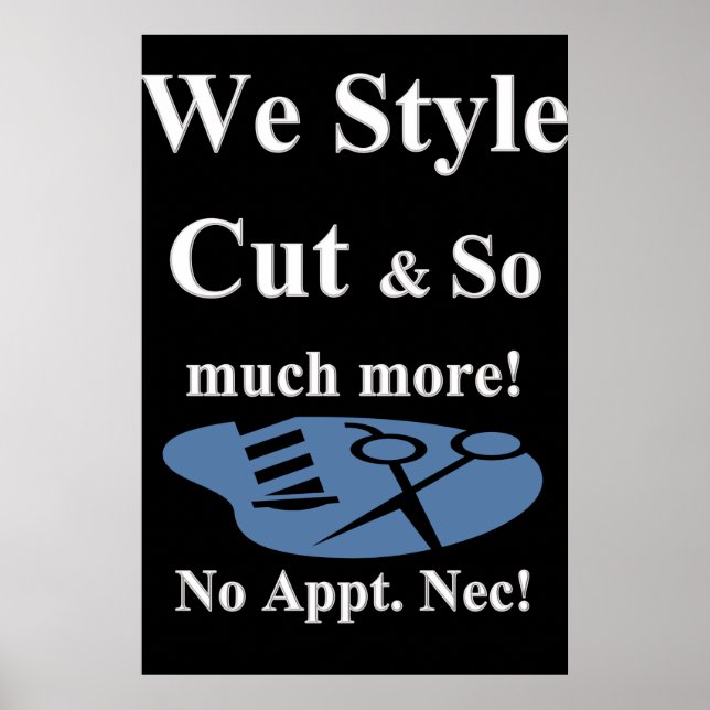 Salon Barbershop Posters We Cut & Style More (Frente)