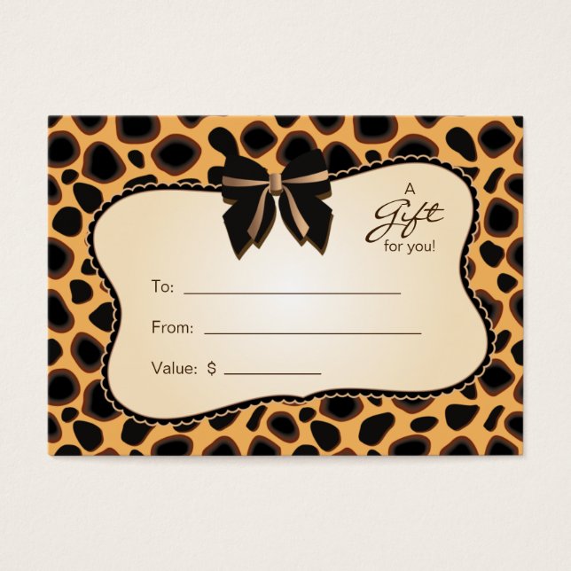 Salon Gift Card Spa Dia de os namorados Cheetah An (Frente)