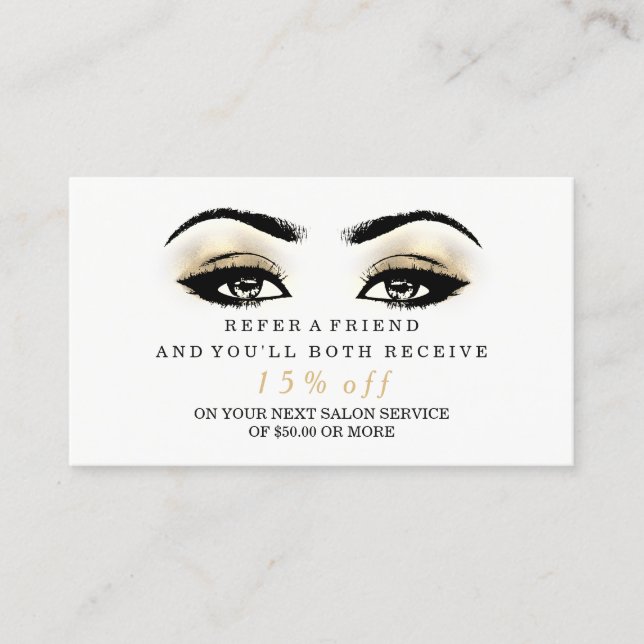 Salon Referral Card Glitter Estheticista Lashes (Frente)