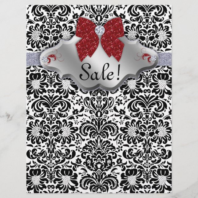 SALON Spa Xmas Flyer Floral Damask Vermelho (Frente)