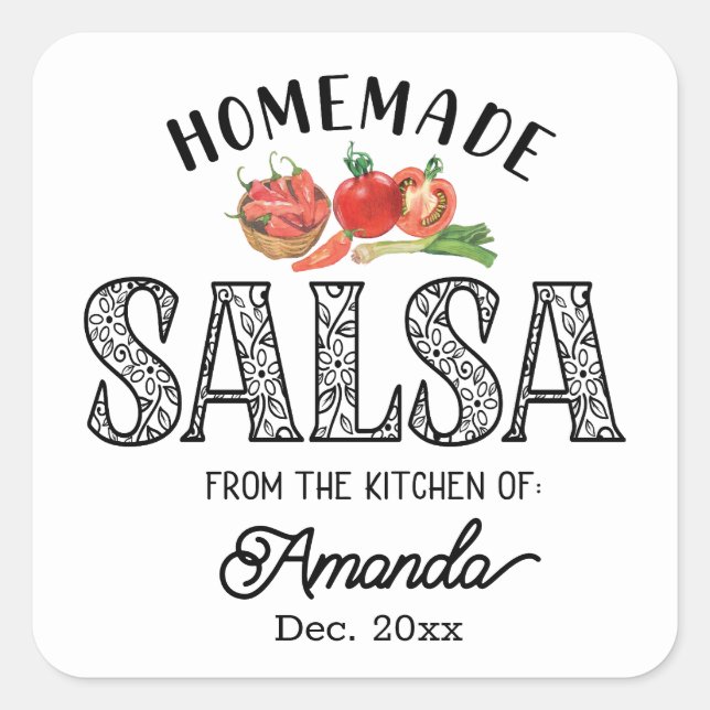 Salsa Caseira da Cozinha do Nome Etiqueta da jarra (Frente)
