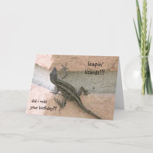 saltando lagartos!! cartão de aniversário engraçad (Frente)