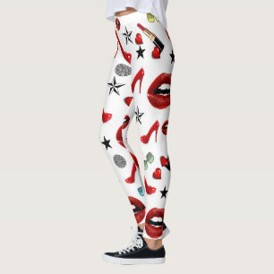 Salto Alto Batom Lábios Leggings