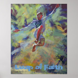Salto de poster motivacional da Fé