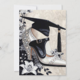 Salto Glam Elegante Preto Branco Anúncio de Gradua