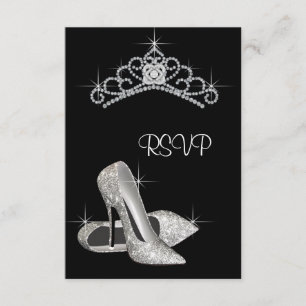 Saltos altos brancos pretos Quinceanera RSVP
