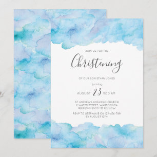 Salty Sea Blue Watercolor Convite para Natal