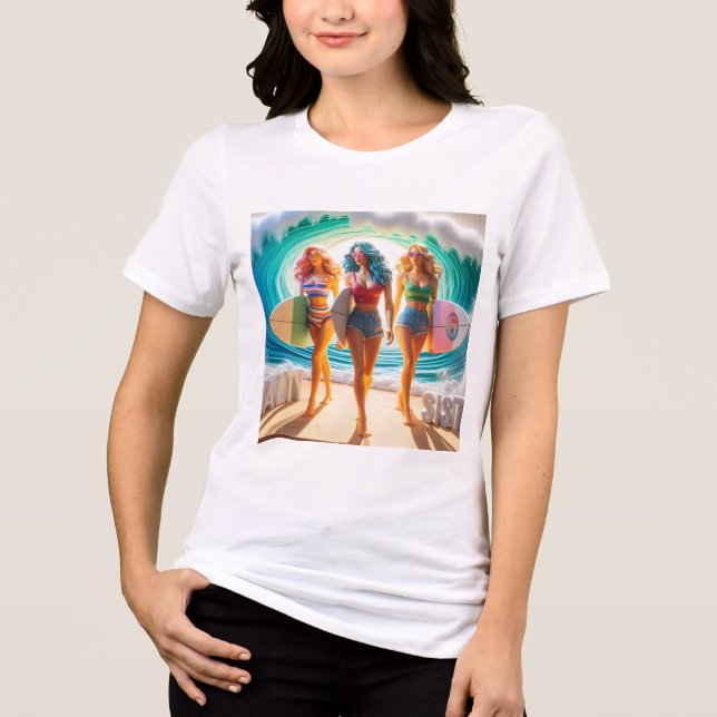 Salty Sisterhood Trio Girls Beach Walk Surfer (Frente)
