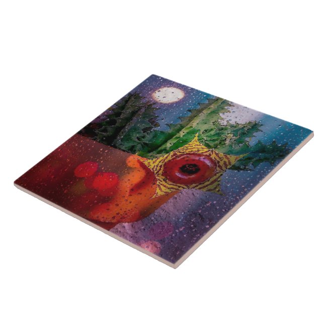 Salva o Cactus através de uma janela chuvosa (Lateral)