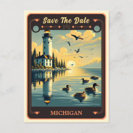 Salvar a data | Cartão-postal do Convite Michigan