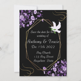 Salvar a data de casamento Convite preto e roxo