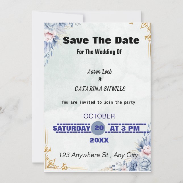 SALVAR A DATA DE UM CONVITE PARA AMOR (Frente)