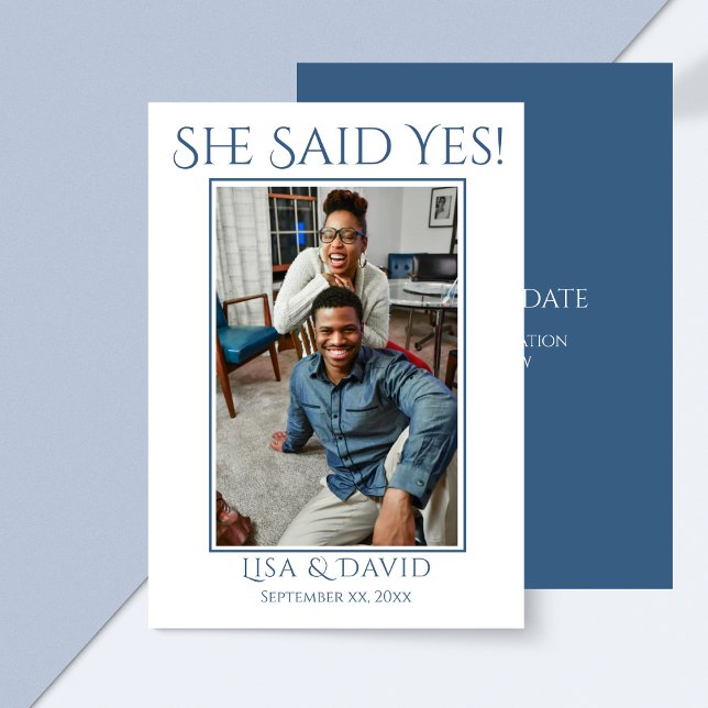 Salvar a data Foto do Anúncio de Casamento Azul (Photo Wedding Save The Date Announcement Blue)