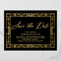 Salvar a Data Quadro Decorativo Dourado Preto