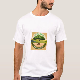Salvar árvores, poupar água e camiseta ecológica