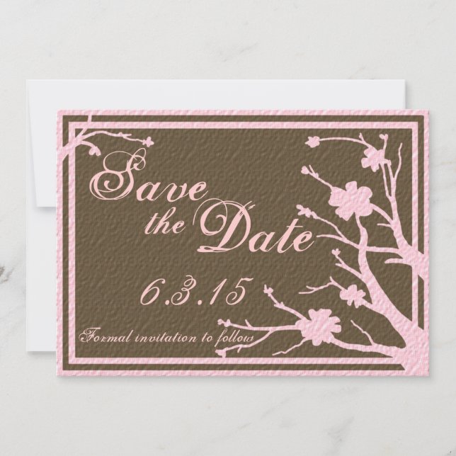 Salvar convites de casamento marrom-rosa personali (Frente)