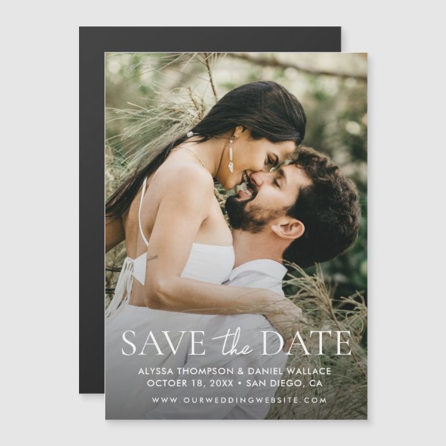 Salvar Data de Casamento com Foto Moderna Magnétic (Frente/Verso)