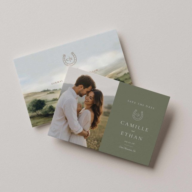Salvar Data de Luxo no Campo com Foto (Modern Western Photo Save the Date Card)