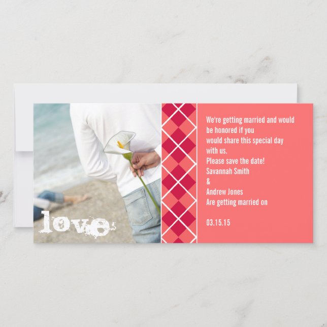 Salvar o Convite de Argyle de Data (Frente)