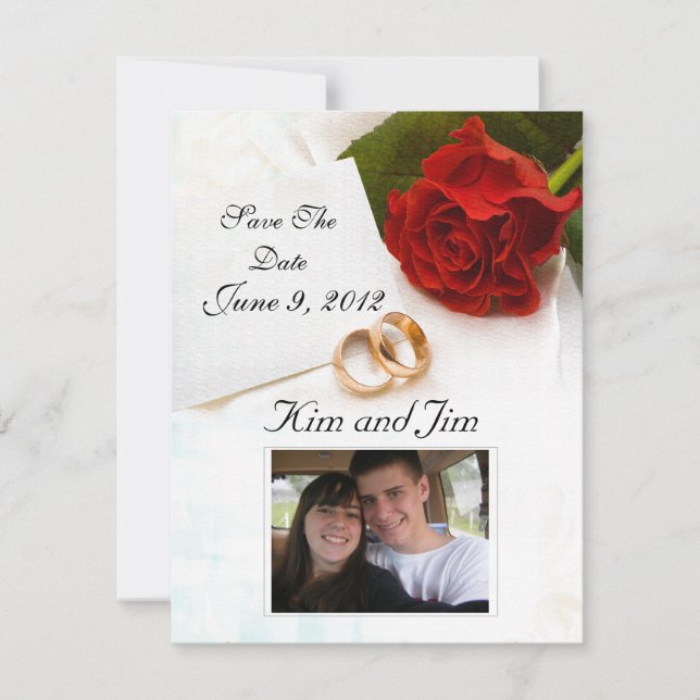 Salvar o convite de rosa vermelha de Data (Frente)