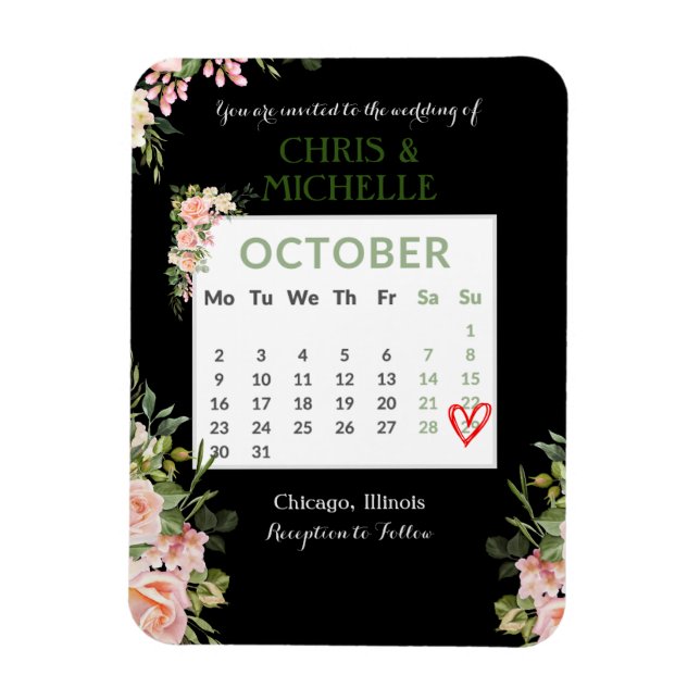 Salvar o ímã do calendário de data personalizado - (Vertical)