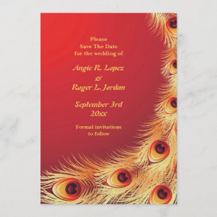 Salvar o pavão da data que Wedding o cartão liso