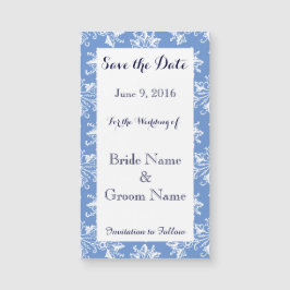 Salve a data Blue White Damask Magnetic Card (Cart