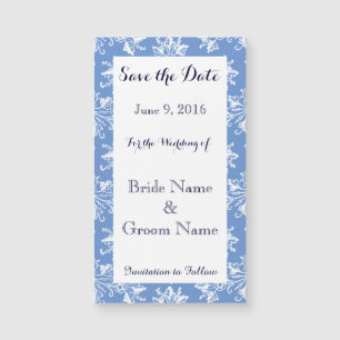 Salve a data Blue White Damask Magnetic Card (Cart