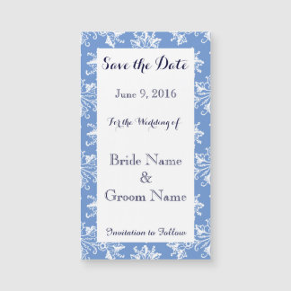 Salve a data Blue White Damask Magnetic Card (Cart