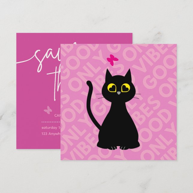 SALVE A DATA! - Cartão de Aniversário de Gato Dive (Frente/Verso)