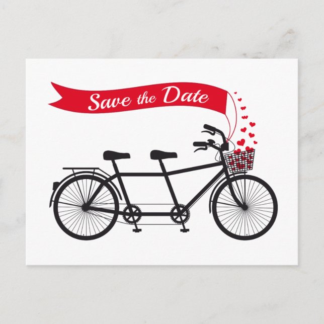Salve a data, convite para o casamento, bicicleta  (Frente)