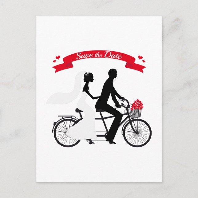 Salve a data, convite para o casamento, bicicleta  (Frente)