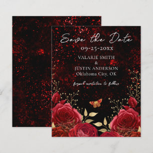 Salve a data do casamento gótico preto vermelho