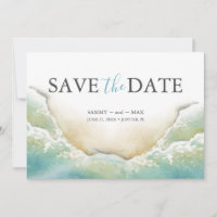 Salve A Data Dos Convites Watercolor Beach Wedding