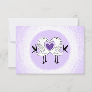 Salve a data Love Bird RSVP Cards Purple 1