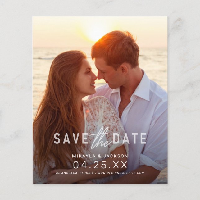 Salve a data Simples de casamento de Orçamento de  (Frente)