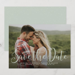 Salve a data simples roteiro cartão de foto verde 