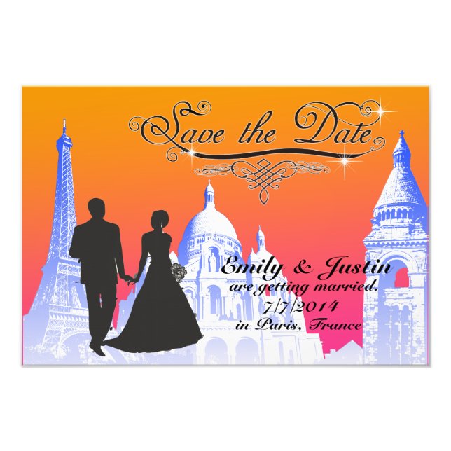 SALVE A FOTO DA DATA COM VISTA A PARIS, FRANÇA (Frente)