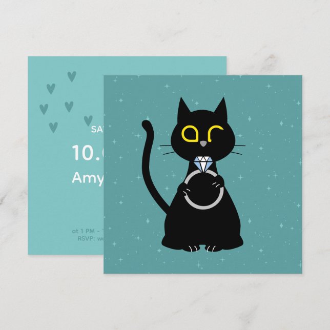 SALVE NOSSA DATA - Cartão de Casamento de Gato Div (Frente/Verso)