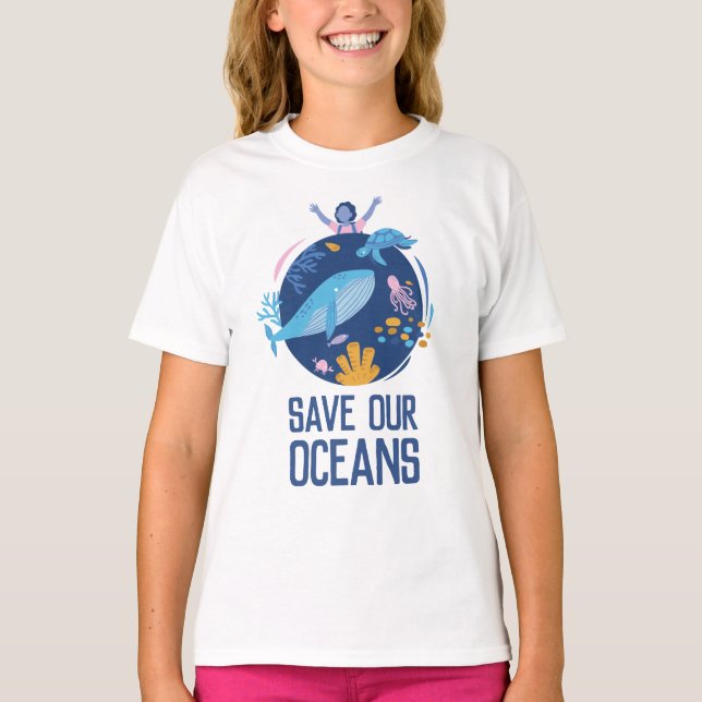 Salve nossos oceanos - Camisa do Dia da Terra (Frente)
