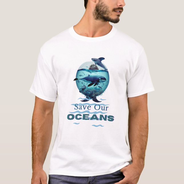 Salve nossos oceanos, camiseta de verão (Frente)