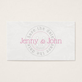 Salve o cartão de costura do botão branco e rosa d