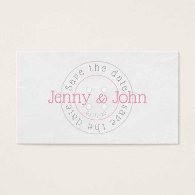 Salve o cartão de costura do botão branco e rosa d (Frente)