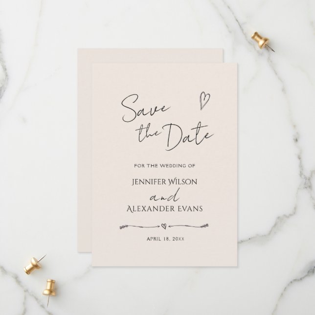 Salve o cartão de data para um casamento. (Frente/Verso In Situ)