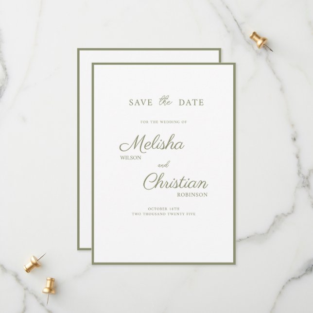 Salve o cartão de data para um casamento. (Frente/Verso In Situ)