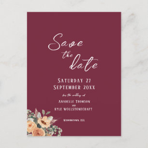 Salve o cartão postal Date - Burgundy floral elega