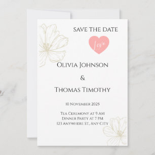 Salve o Convite de Casamento de Data, Flora Minima