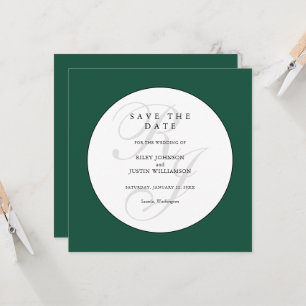 Salve o Dia Monograma Verde e Branco Chic