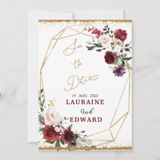 Salve o ouro floral simples do cartão de data