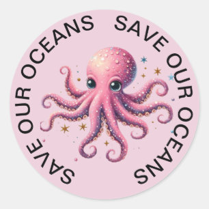 Salve os nossos adesivos de polvos oceânicos